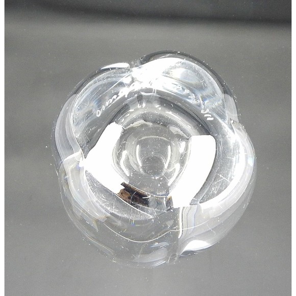 Orrefors Signed Lead Crystal Lobed Glass 8-1/2 Flower Vase #3970, Sweden - Picture 6 of 9